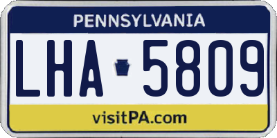 PA license plate LHA5809