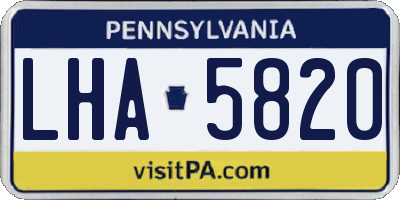 PA license plate LHA5820