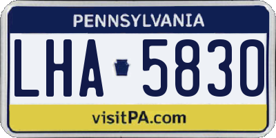 PA license plate LHA5830