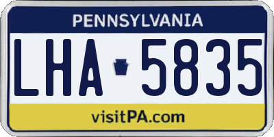 PA license plate LHA5835
