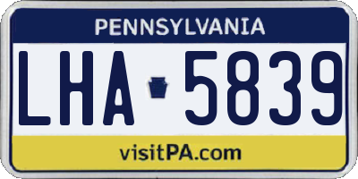 PA license plate LHA5839