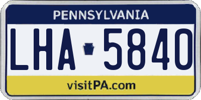 PA license plate LHA5840