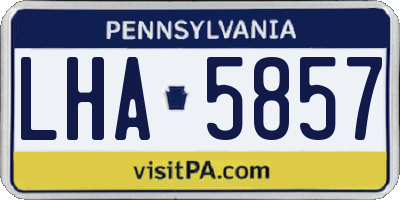 PA license plate LHA5857