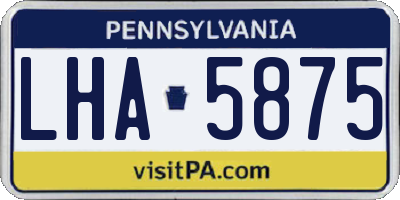 PA license plate LHA5875