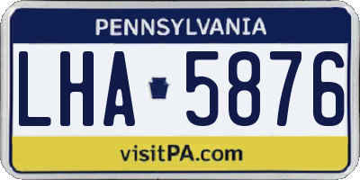 PA license plate LHA5876