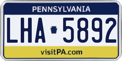 PA license plate LHA5892
