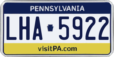 PA license plate LHA5922