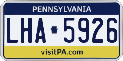 PA license plate LHA5926