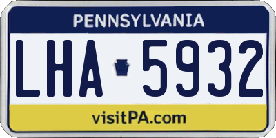 PA license plate LHA5932