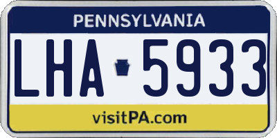 PA license plate LHA5933
