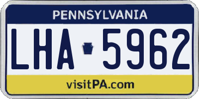 PA license plate LHA5962