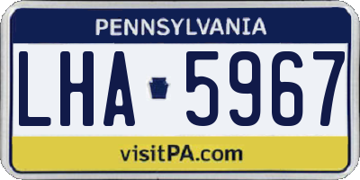 PA license plate LHA5967