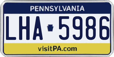 PA license plate LHA5986