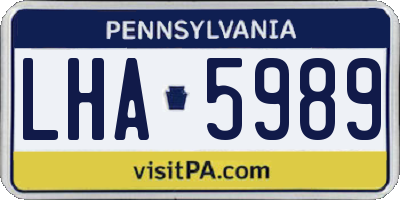 PA license plate LHA5989