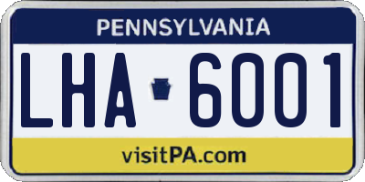 PA license plate LHA6001