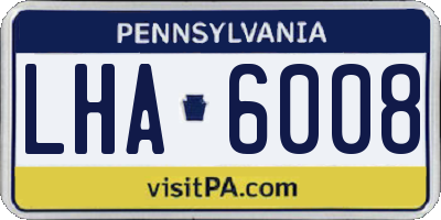 PA license plate LHA6008