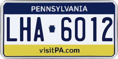 PA license plate LHA6012