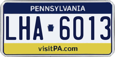 PA license plate LHA6013