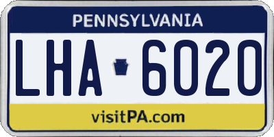 PA license plate LHA6020