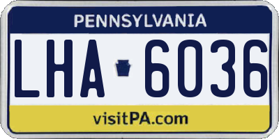 PA license plate LHA6036