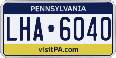 PA license plate LHA6040