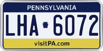 PA license plate LHA6072
