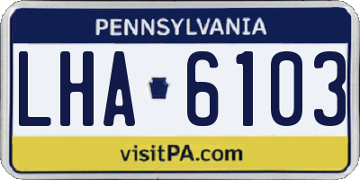 PA license plate LHA6103