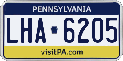 PA license plate LHA6205