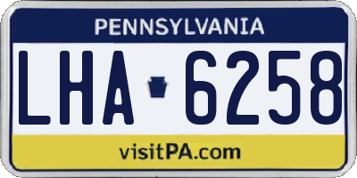 PA license plate LHA6258