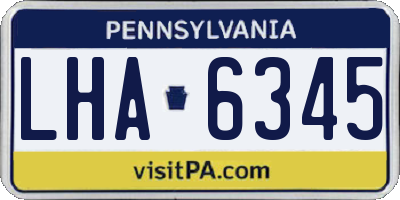 PA license plate LHA6345