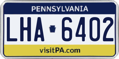 PA license plate LHA6402