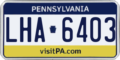 PA license plate LHA6403