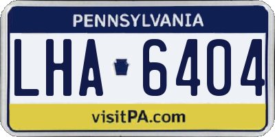 PA license plate LHA6404
