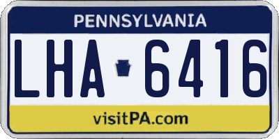 PA license plate LHA6416