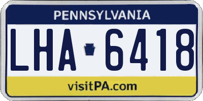 PA license plate LHA6418