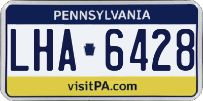 PA license plate LHA6428