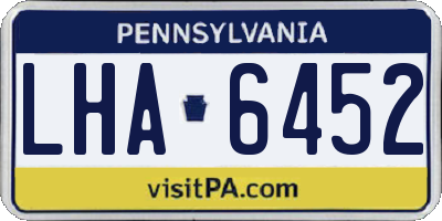 PA license plate LHA6452