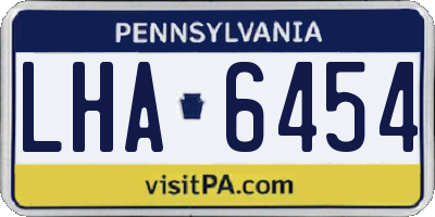 PA license plate LHA6454