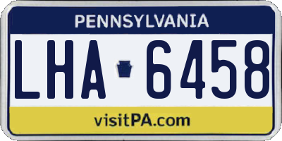 PA license plate LHA6458