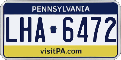 PA license plate LHA6472