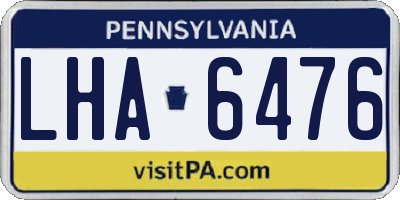 PA license plate LHA6476