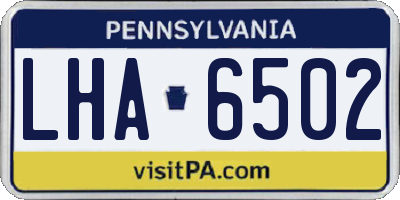 PA license plate LHA6502