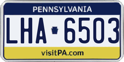 PA license plate LHA6503