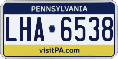PA license plate LHA6538