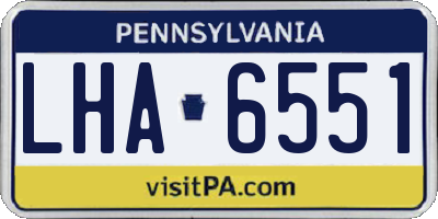 PA license plate LHA6551