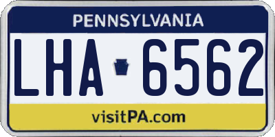 PA license plate LHA6562