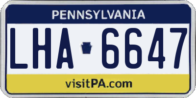 PA license plate LHA6647