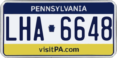 PA license plate LHA6648
