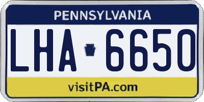 PA license plate LHA6650