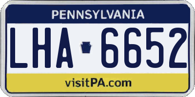 PA license plate LHA6652